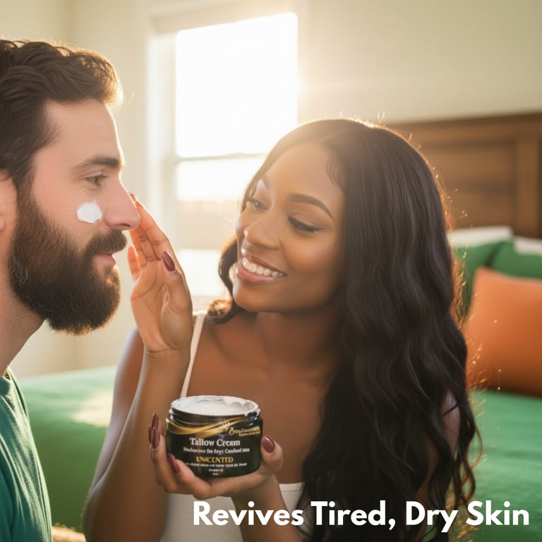 a man and woman rubbing Back2naturalness moisturizing cream on skin 