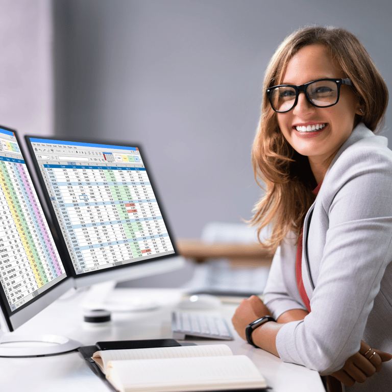 A smiling data scientist, representing the Data Science Professional Certificate program.