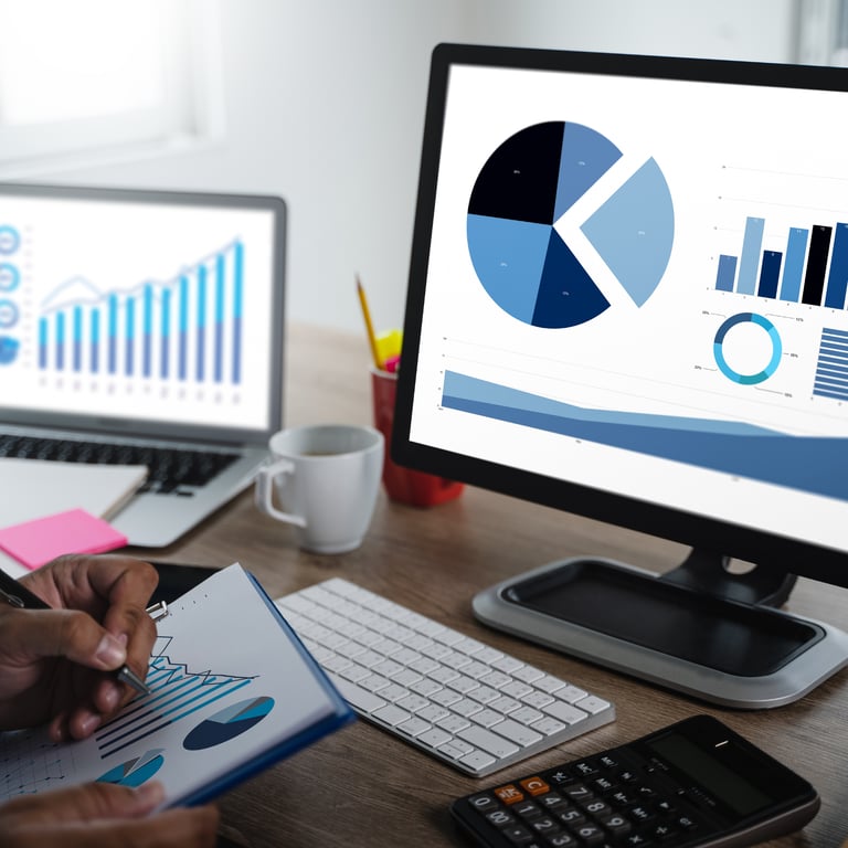 Analyzing data visualization dashboards, a key feature of Power BI.