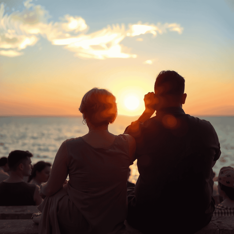 A couple looking at the sea