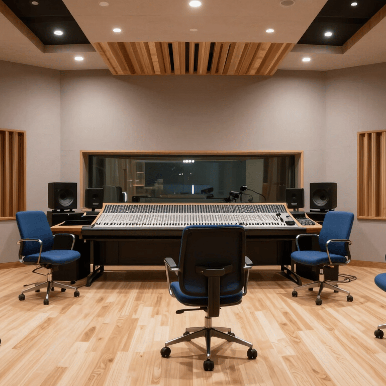 A close-up of a vintage tube amplifier with a warm orange glow against a Deep Navy background.