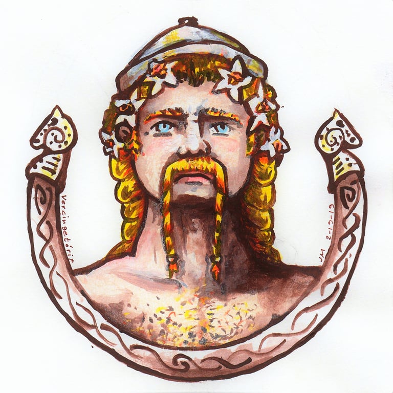 Retrato por Jaum de Vercingetorix com aquarela e tintas, realizado em 2019.