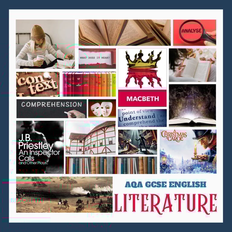 AQA GCSE Literature book and Ideas montage