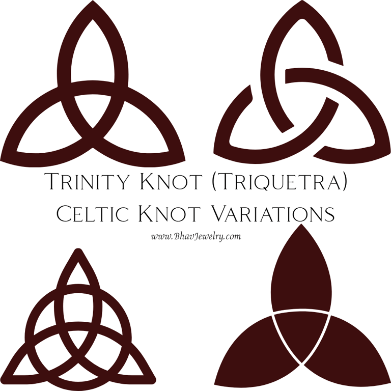 Trinity Knot Triquetra Celtic Knot Variations Infographic by Bhav Spiritual Jewelry