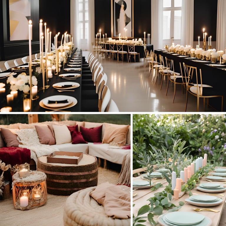 a table setting with candles and candles