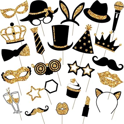 a party photo booth props for a new year's eve or a wedding day