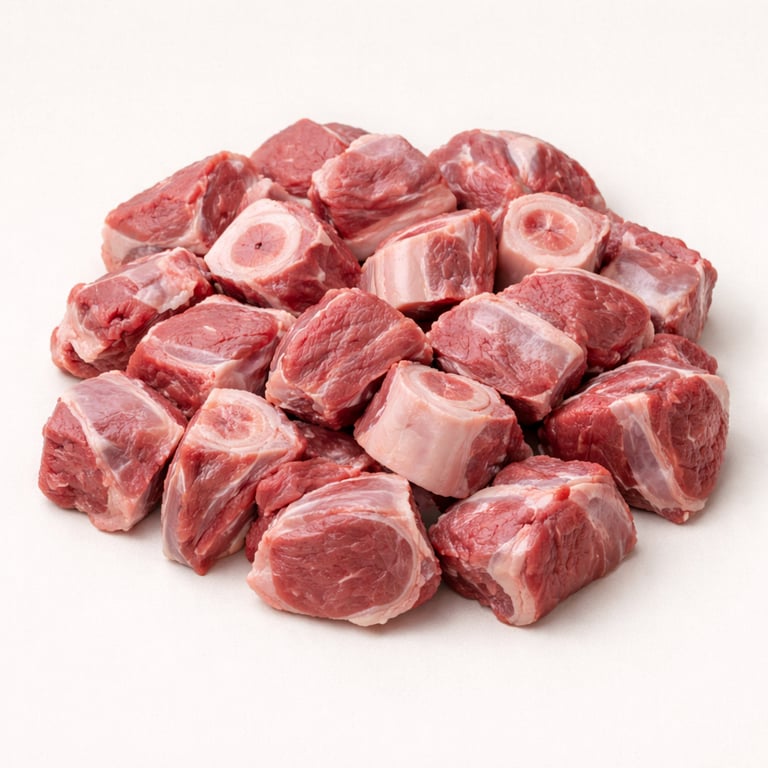 Mixed lamb curry cut with bone-in pieces, ideal for traditional curry recipes.