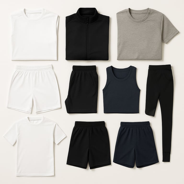 Sportswear apparel including jerseys, shorts, tracksuits and athletic clothing