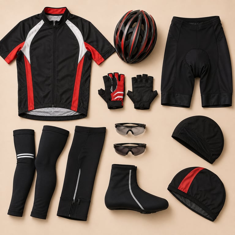 Professional cycling apparel and riding accessories