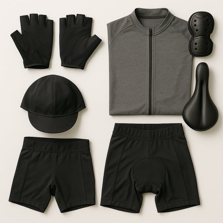 Cycling gear including gloves, helmets, protective wear and riding accessories