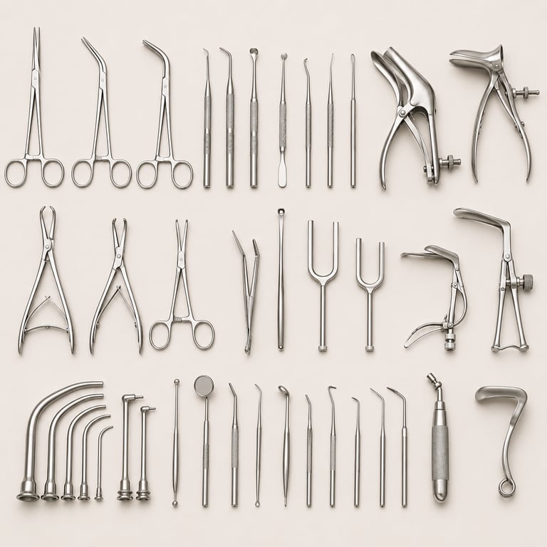 Specialized ENT instruments for ear, nose and throat surgery
