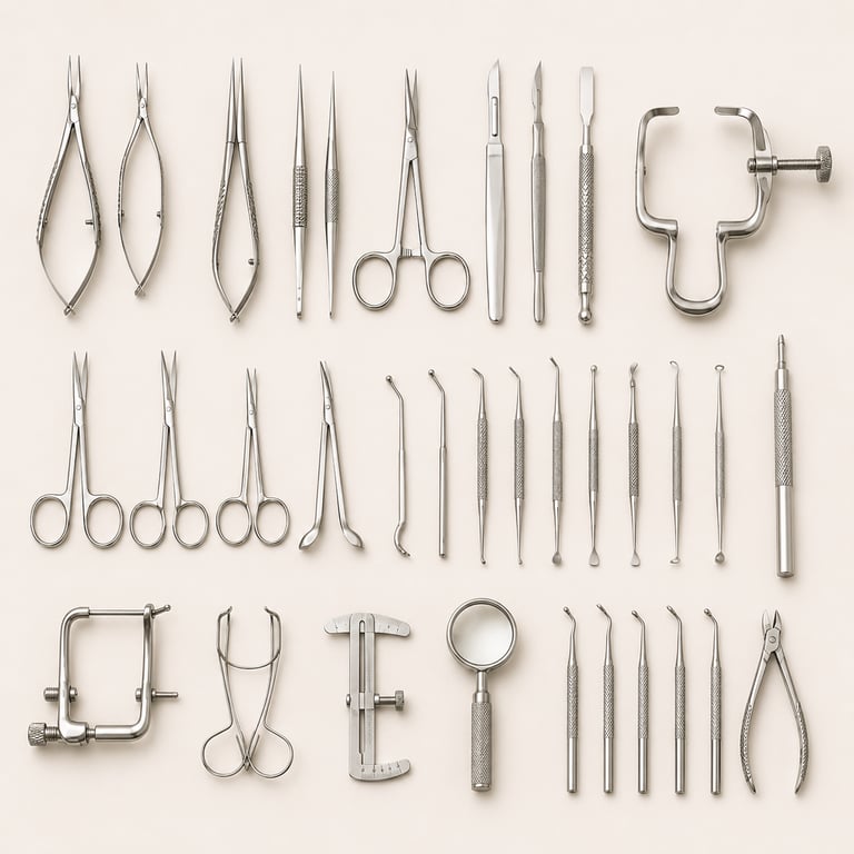 Precision ophthalmic instruments for eye surgery and microsurgery