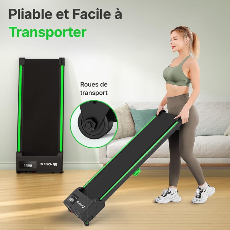 femme pousse un tapis roulant