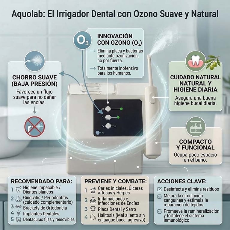 Descripción de las funciones y cuidados del irrigador dental Aquolab Home