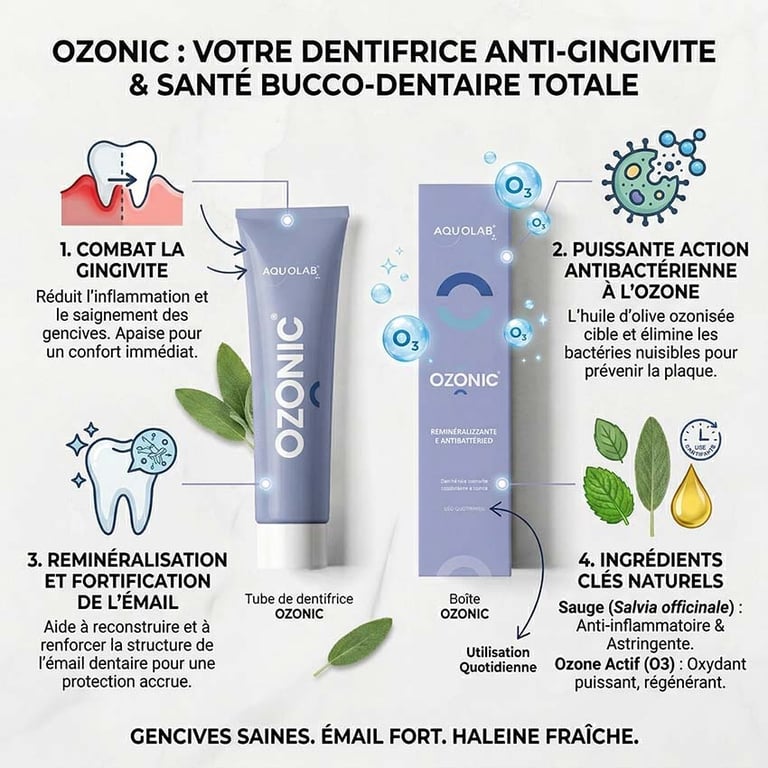 Infographie meilleur dentifrice anti-gingivite Ozonic