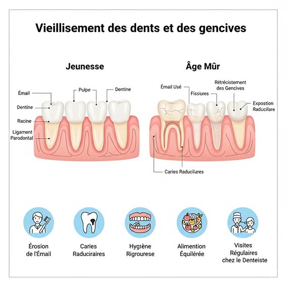 Infographie sur le vieillissement des dents et des gencives hygiene-precision.com