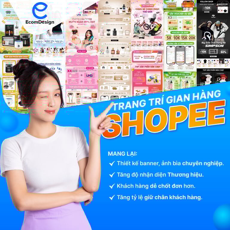 Trang trí gian hàng shopee