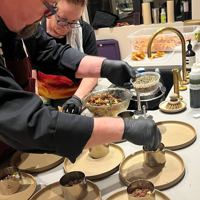 plating the tuna tartare