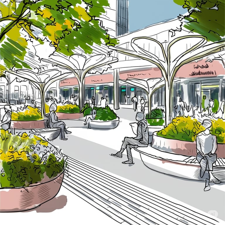 Habitat pockets with pollinator gardens, birdhouses, and bat boxes to encourage wildlife