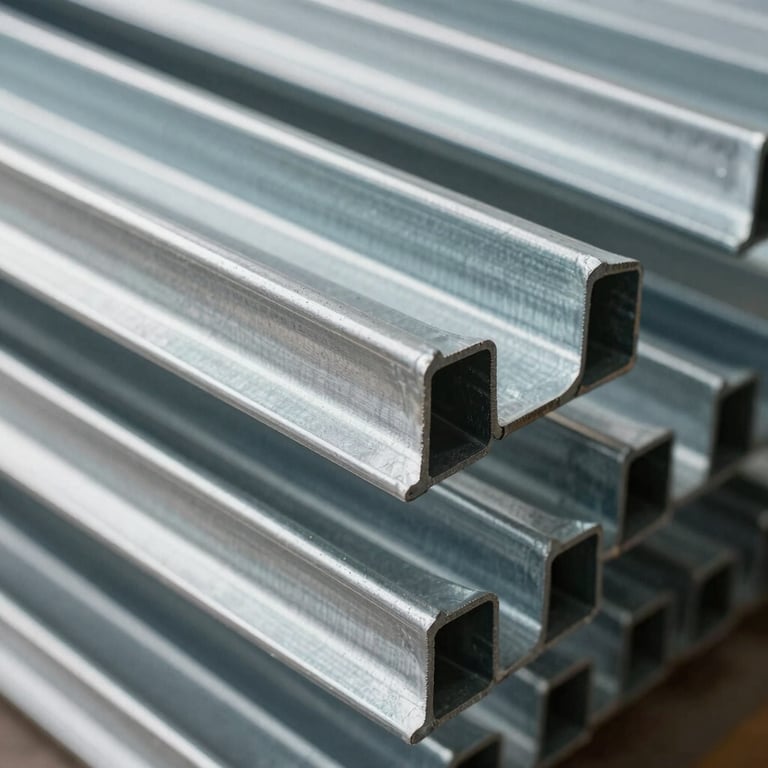Close-up of high-quality industrial cable trays made of galvanized steel, showcasing clean lines and robust construction.