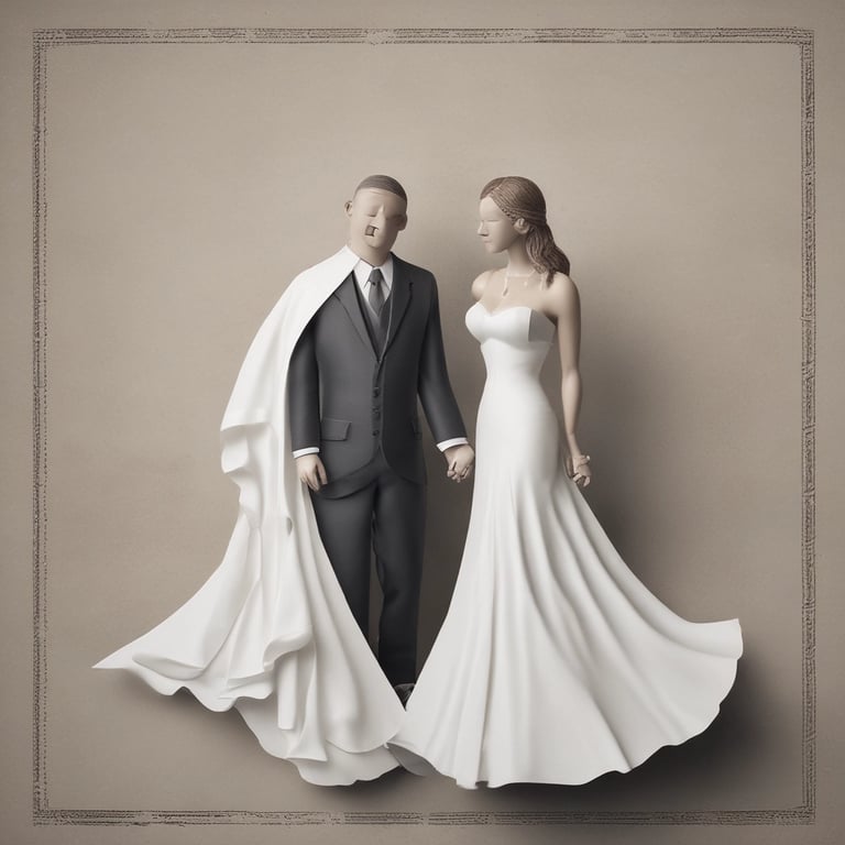 a figurine of a man and a woman on a red cloth