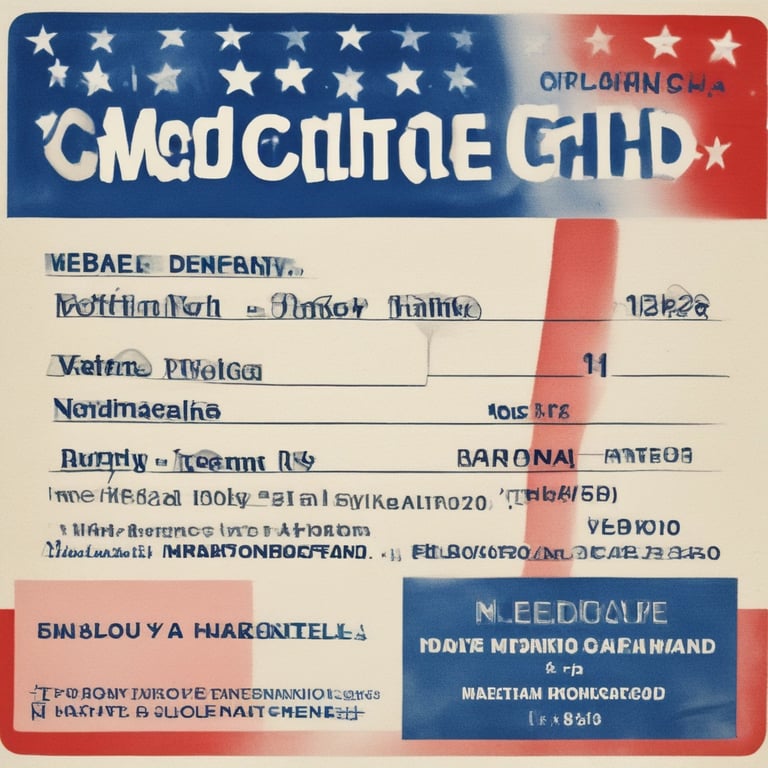 Close-up of an original Medicare card held by a senior adult.