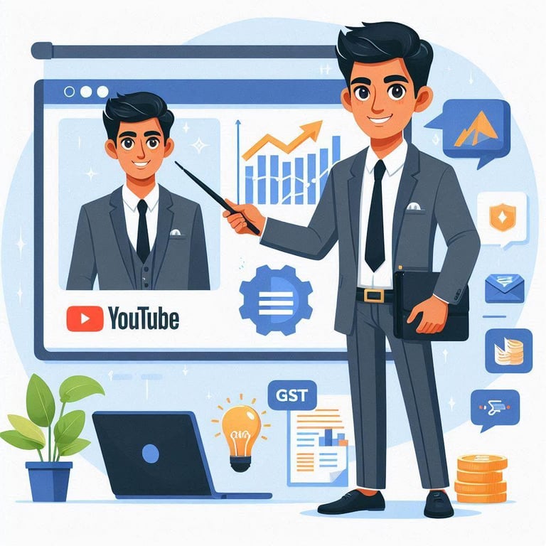 a man in a suit and tie is pointing at a video screen