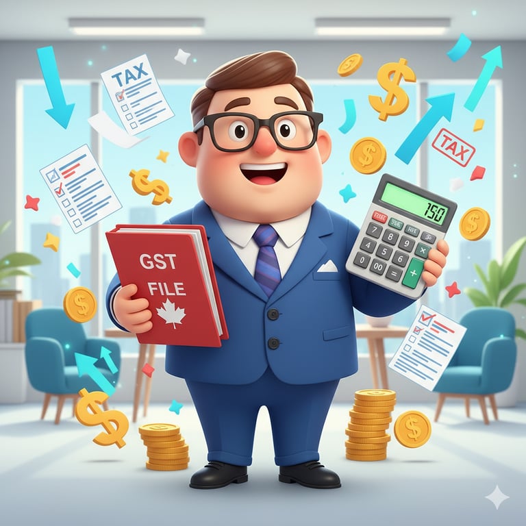 a cartoon character holding a calculator and a calculator