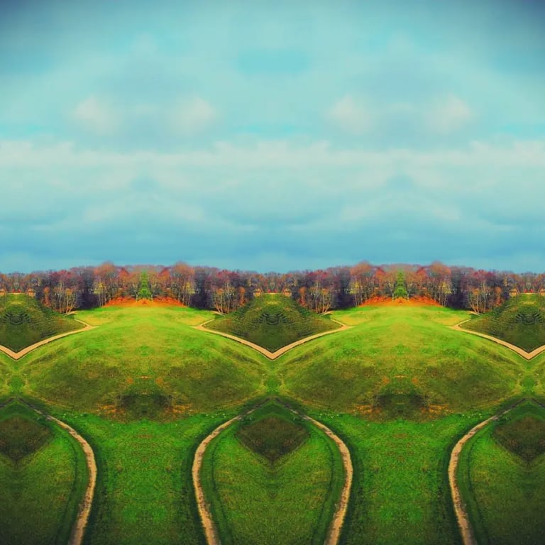 A panoramic view of a field with a majestic tree captured by a drone