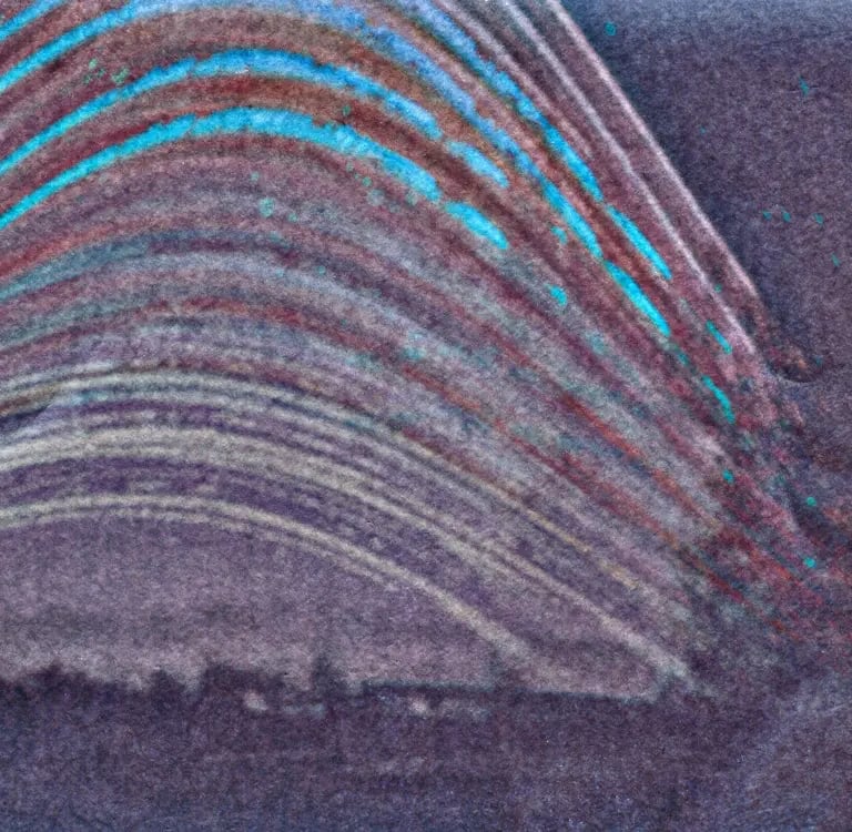 A vibrant painting of a six-month sun trail effect on photo paper.