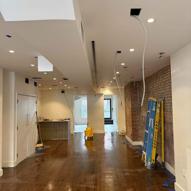 Electrical rough-in and ceiling wiring installation in commercial space Reading PA