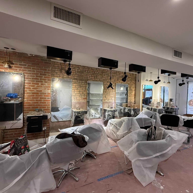 Commercial lighting installation for salon build-out in Reading PA by Brito Electrical