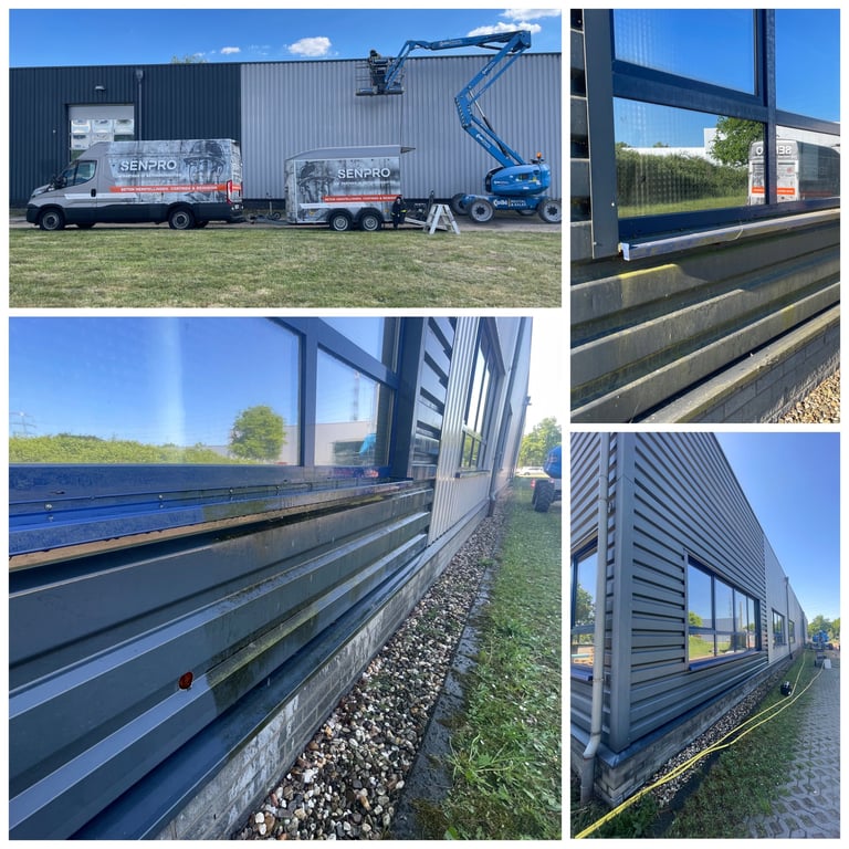 “Gevel reinigen en impregneren bedrijfspand in Gladbeck, Duitsland”