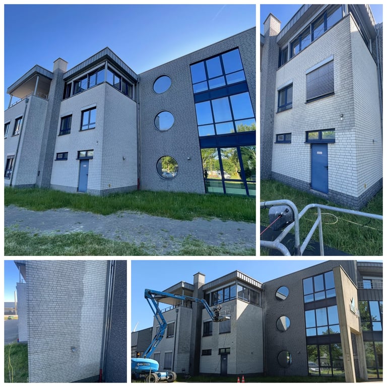 “Gevel reinigen en impregneren bedrijfspand in Gladbeck, Duitsland”