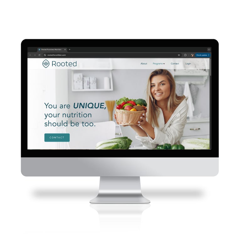 a computer monitor screen displaying a nutritionist website design