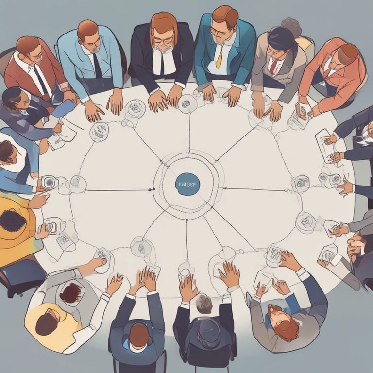 A professional team collaborating in a modern office setting.