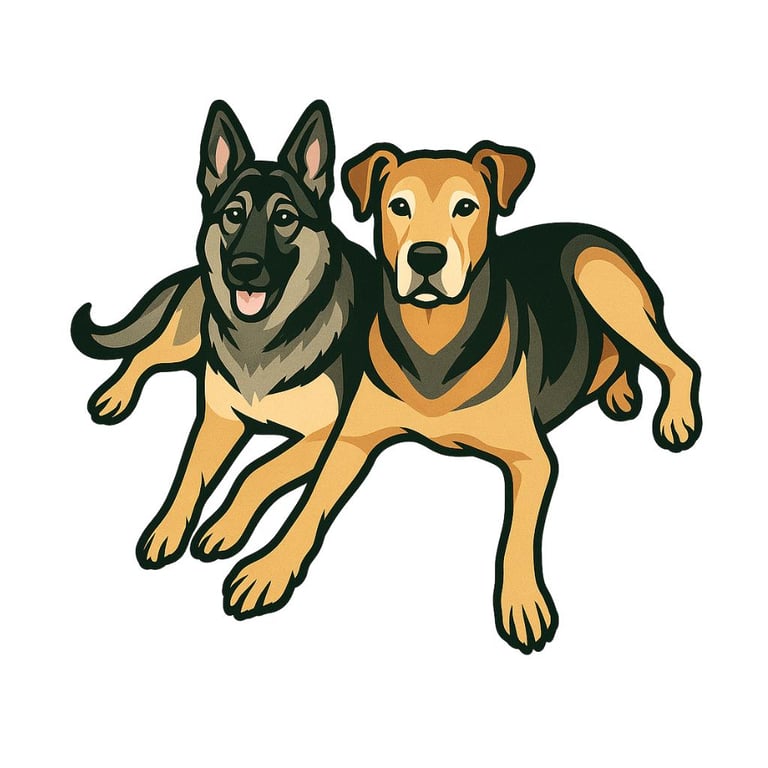 two dogs are sitting next to each other