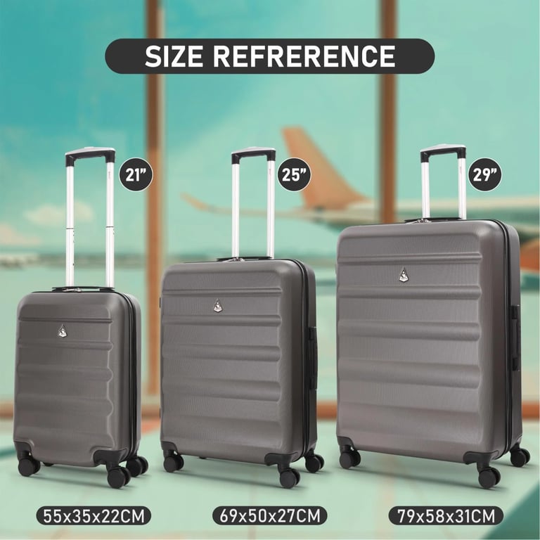 Aerolite Hard Shell 3 Piece Lightweight Suitcase Complete Luggage Set