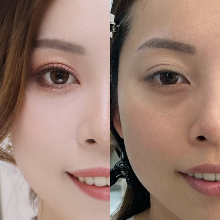 香港婚禮新娘化妝師妝前妝後對比-眼型調整