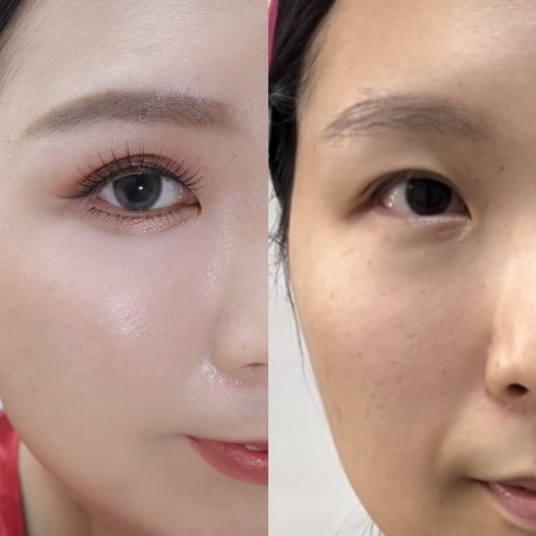 香港婚禮新娘化妝師妝前妝後對比-眼型調整