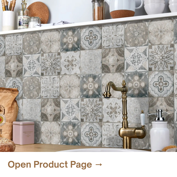 Self-adhesive mandala pattern wall stickers used as a backsplash, creating a decorative and removabl