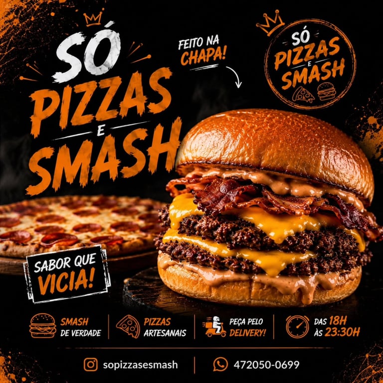Smash burger artesanal feito na chapa com queijo derretido — Só Pizzas e Smash, Joinville