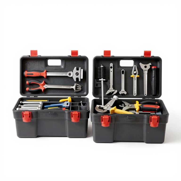 A professional toolkit neatly organized with HVAC tools, emphasizing reliability and readiness.