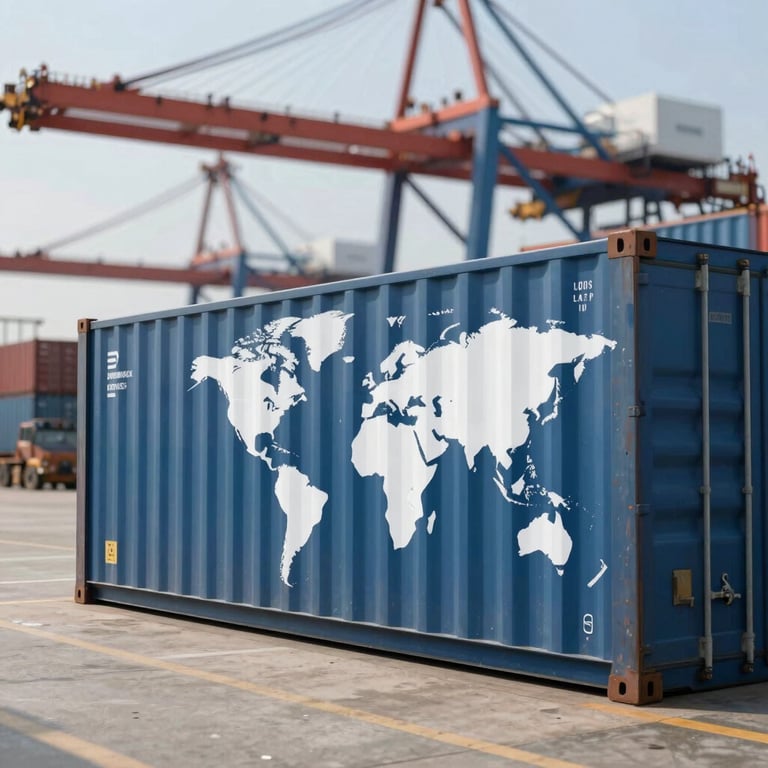 Detailed view of a shipping container terminal, symbolizing international trade expertise and global sourcing.