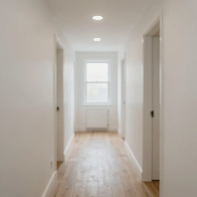 A bright, clean residential hallway in Shrewsbury showing the high-quality, professional results of smart painting.