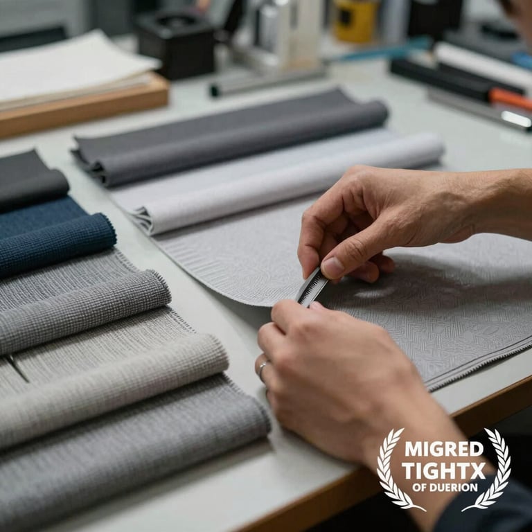 High-end sports apparel textures on display in a professional textile studio, showing quality and precision.