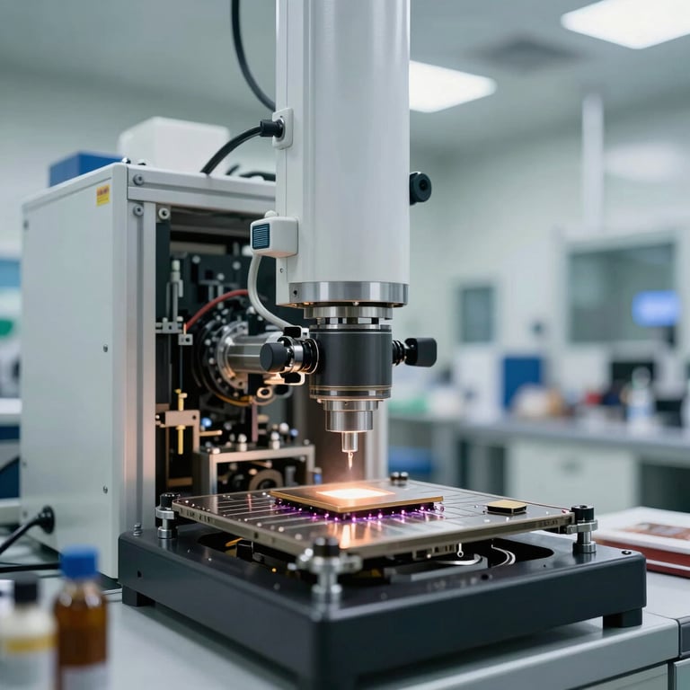 A clean room environment for semiconductor manufacturing, showing precision and high-tech industrial innovation.