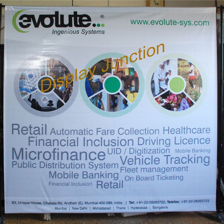 Adjustable Display banner stand with a Flex Graphic