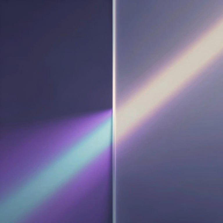 An abstract image of light rays passing through glass, creating a spectrum of #BCCAD6 and #6E7C8B, symbolizing innovation.