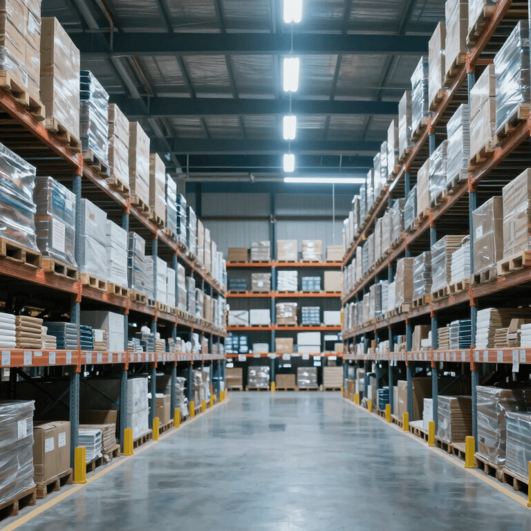 A wide shot of a clean, high-tech manufacturing floor in China with workers in professional navy blue uniforms.